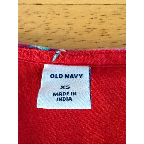 Old Navy Red Floral Waist Defined Flutter Sleeve Dress Womens SZ XS - Picture 12 of 12